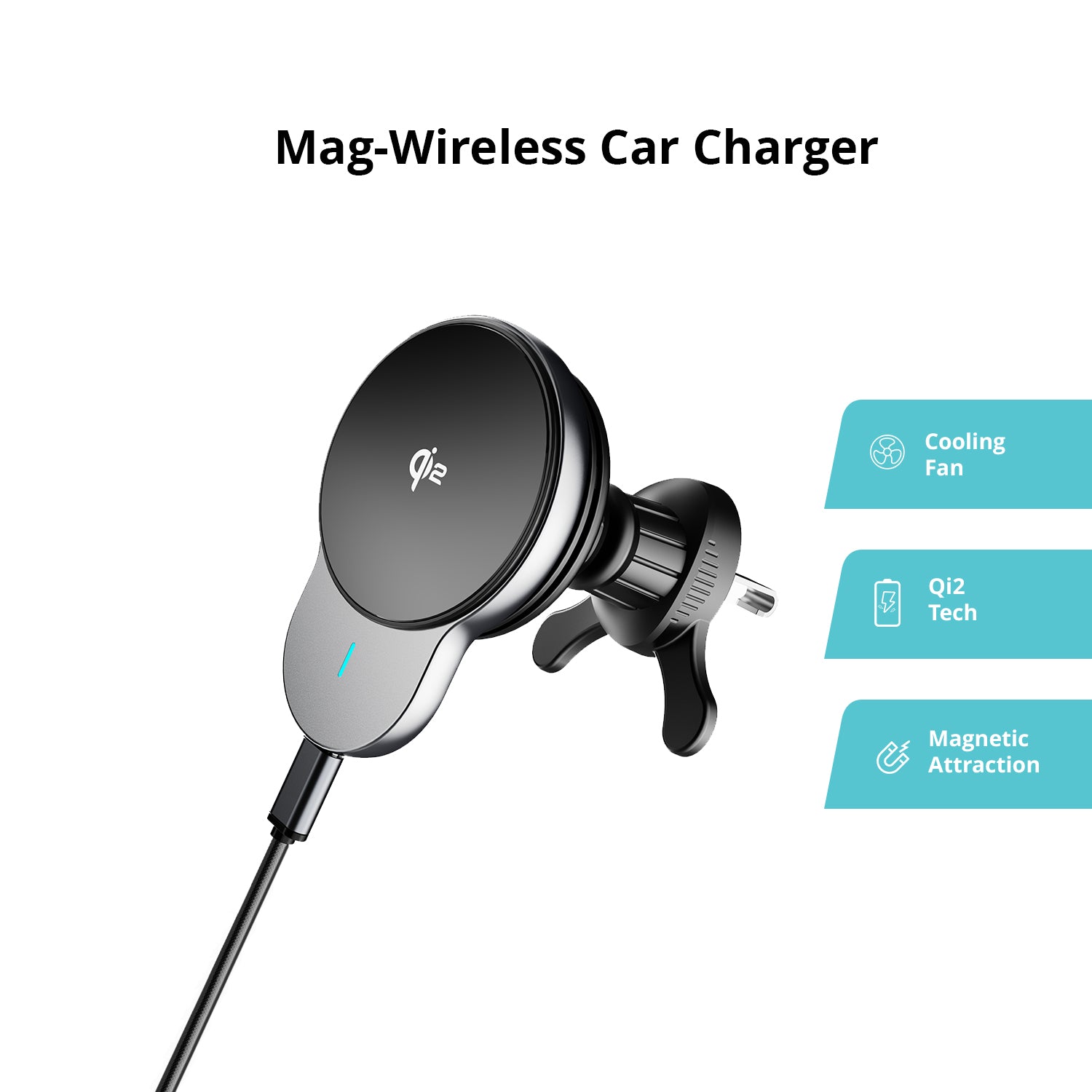 NineCarat Mag-Wireless Car Charger with Adaptive Cooling System