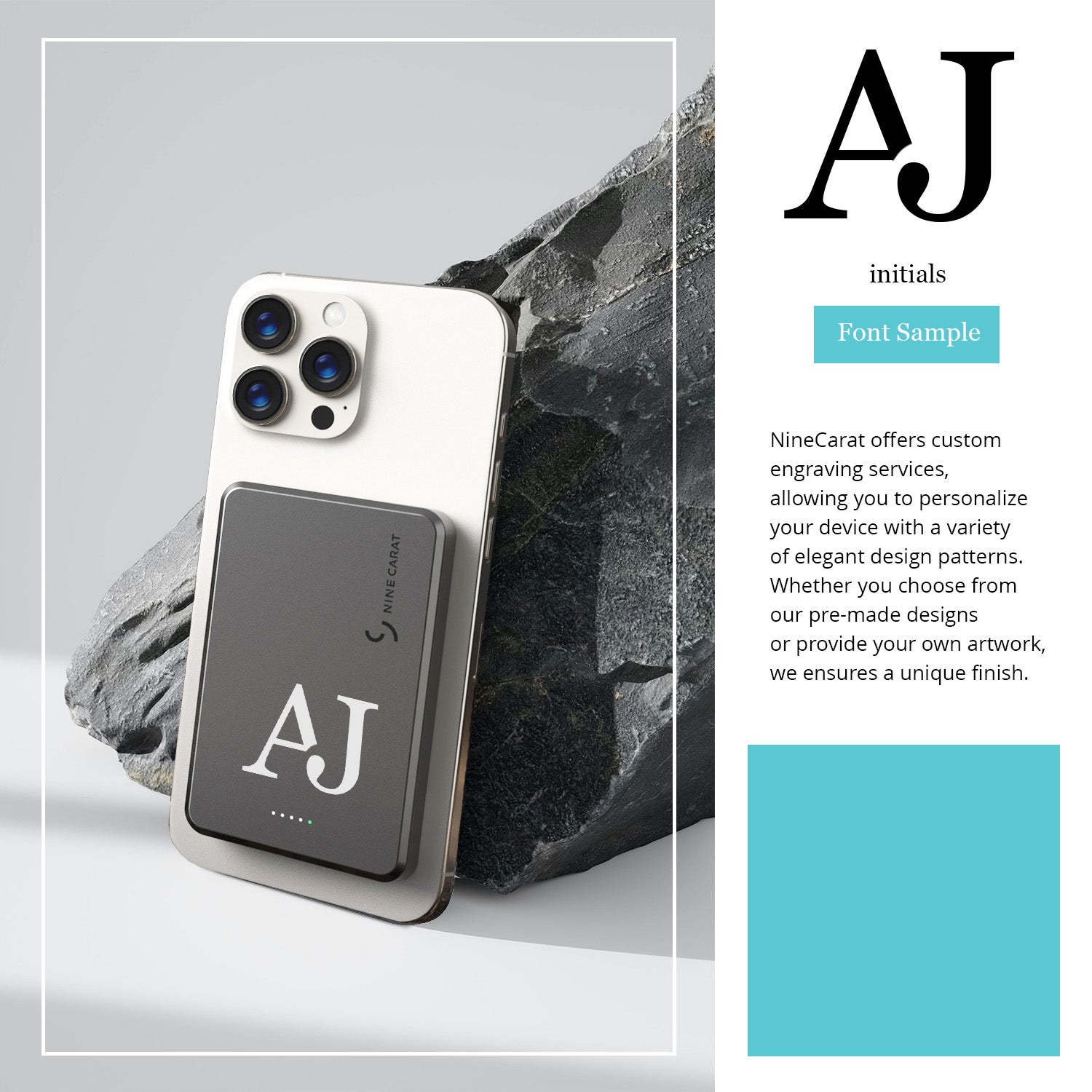 Customize - NineCarat Magnetic Power Bank (10K,Slim, Space Gray) M120
