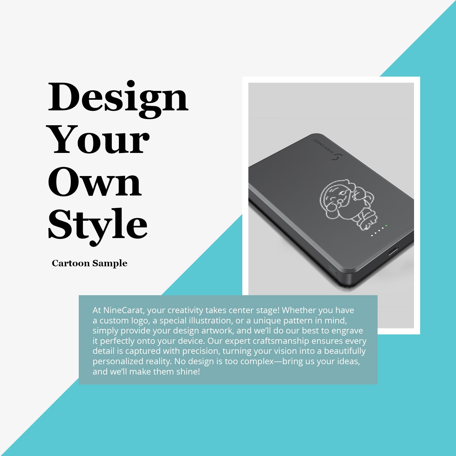 Customize - NineCarat Magnetic Power Bank (10K,Slim, Space Gray) M120