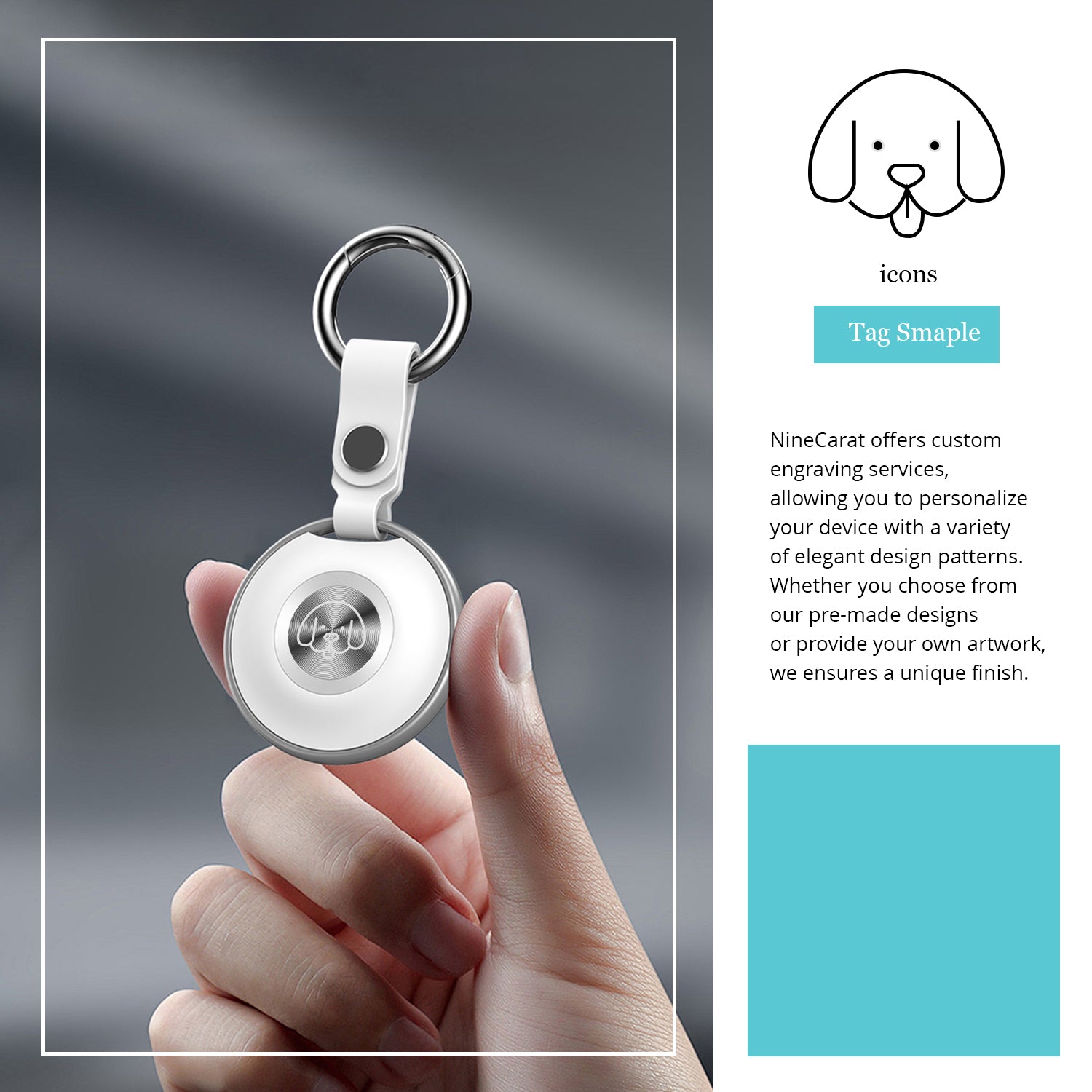 Customize - FindMy Smart Tag Bluetooth Tracker, White, 2 Pack