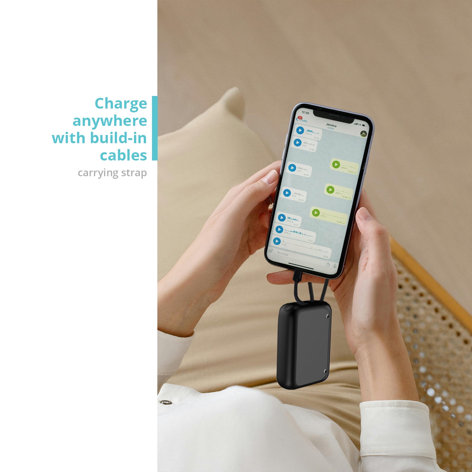 NineCarat Ultra Compact Power Bank(10K, 30 W, Built-in Cable, Gray)