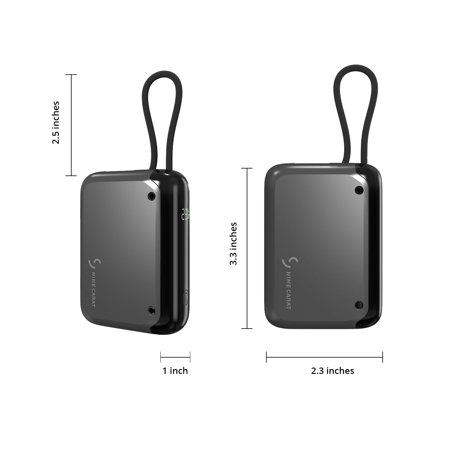 NineCarat Ultra Compact Power Bank(10K, 30 W, Built-in Cable, Gray)