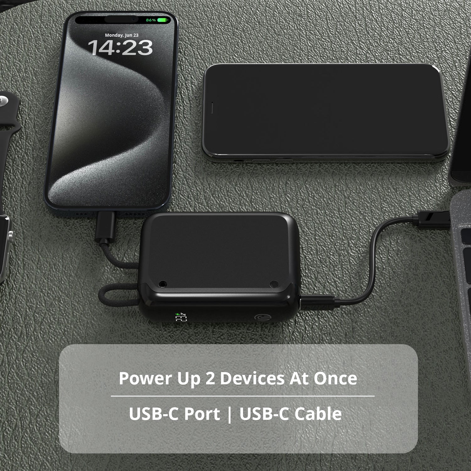 NineCarat Ultra Compact Power Bank(10K, 30 W, Built-in Cable, Gray)