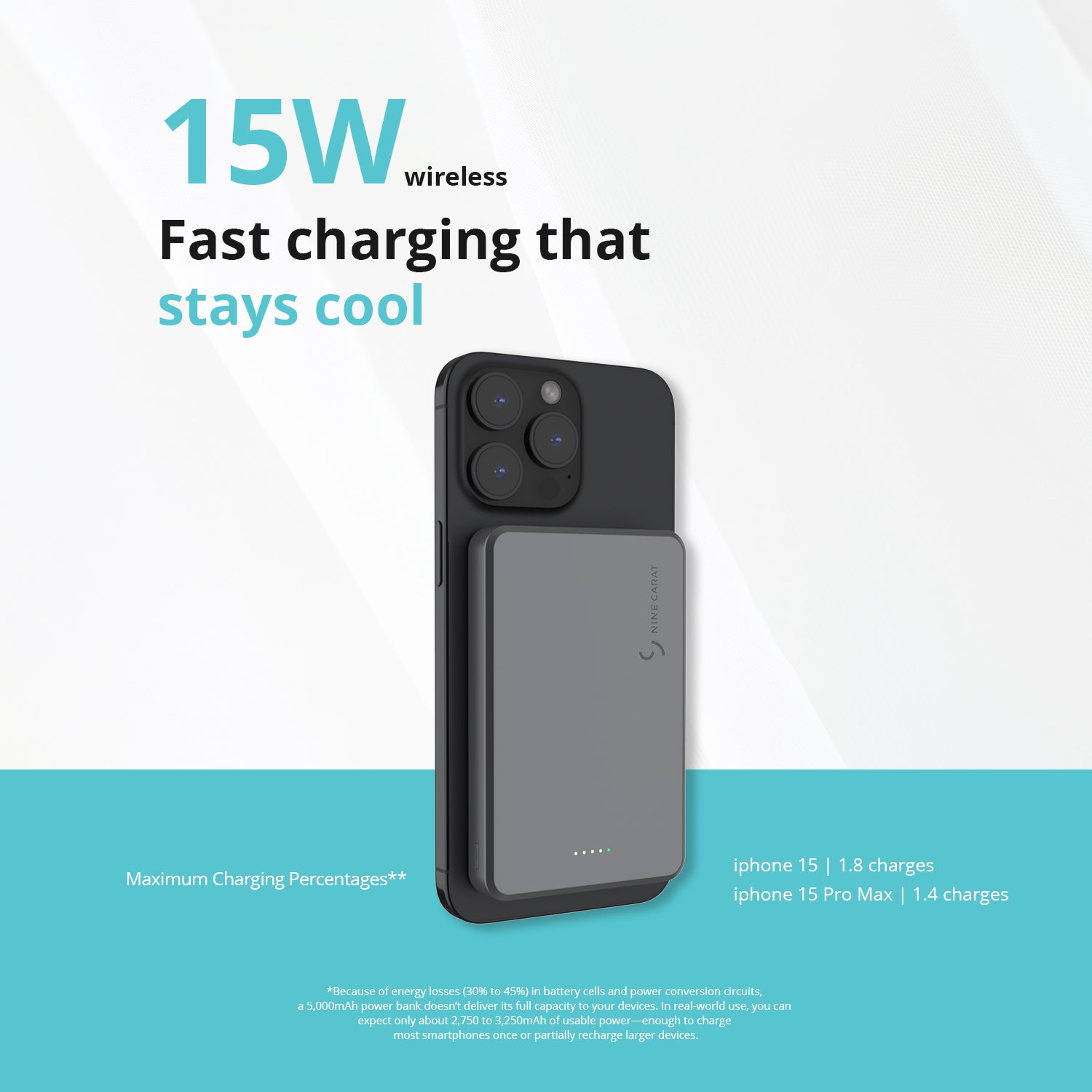 NineCarat Magnetic Power Bank (10K,Slim) Space Gray