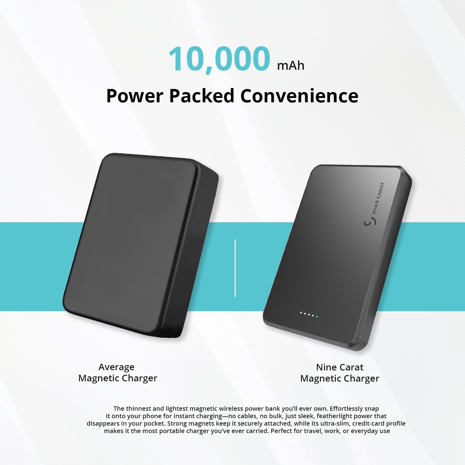 NineCarat Magnetic Power Bank (10K,Slim) Space Gray