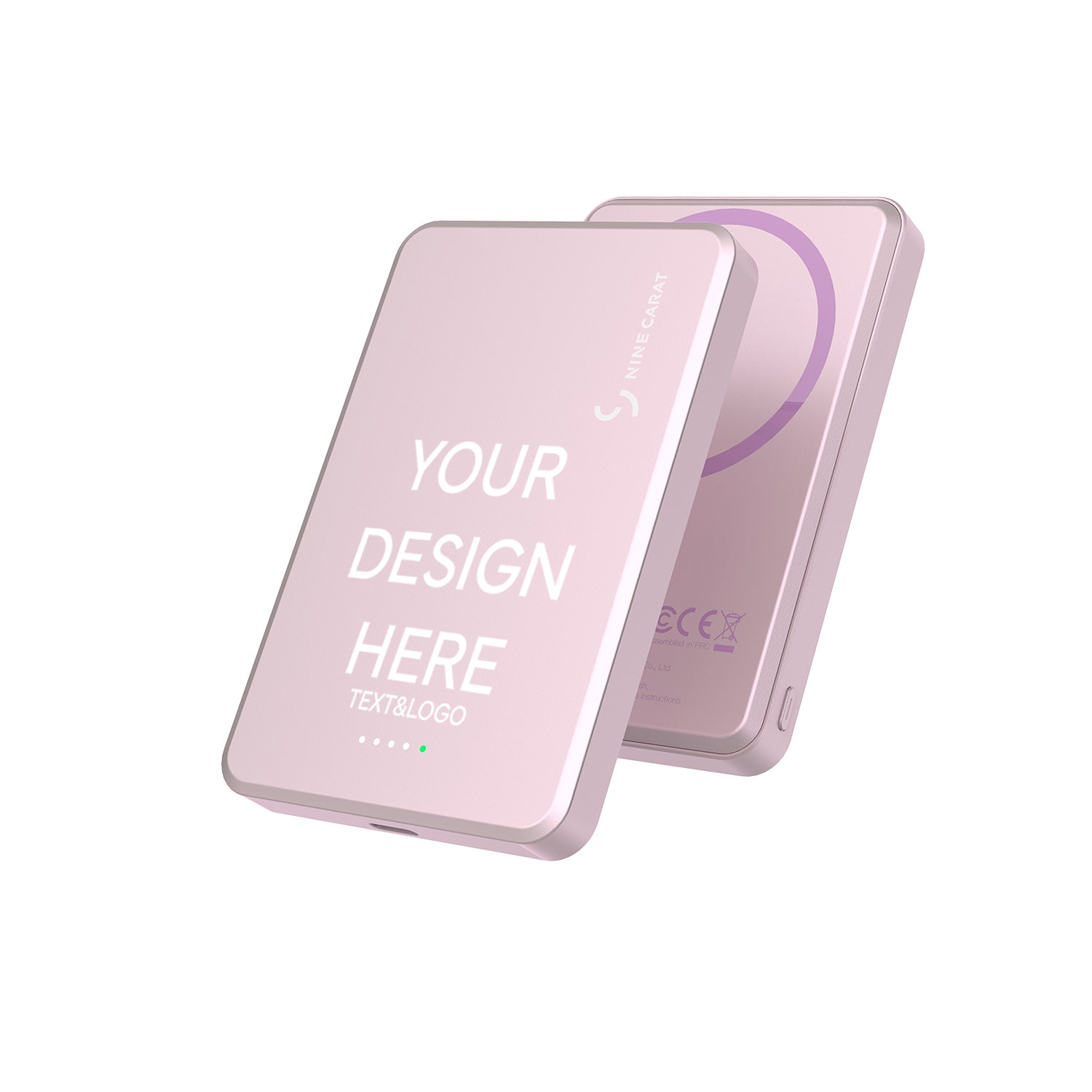 Customize - NineCarat Magnetic Power Bank (10K,Slim, Gray/Pink/Gold) M120