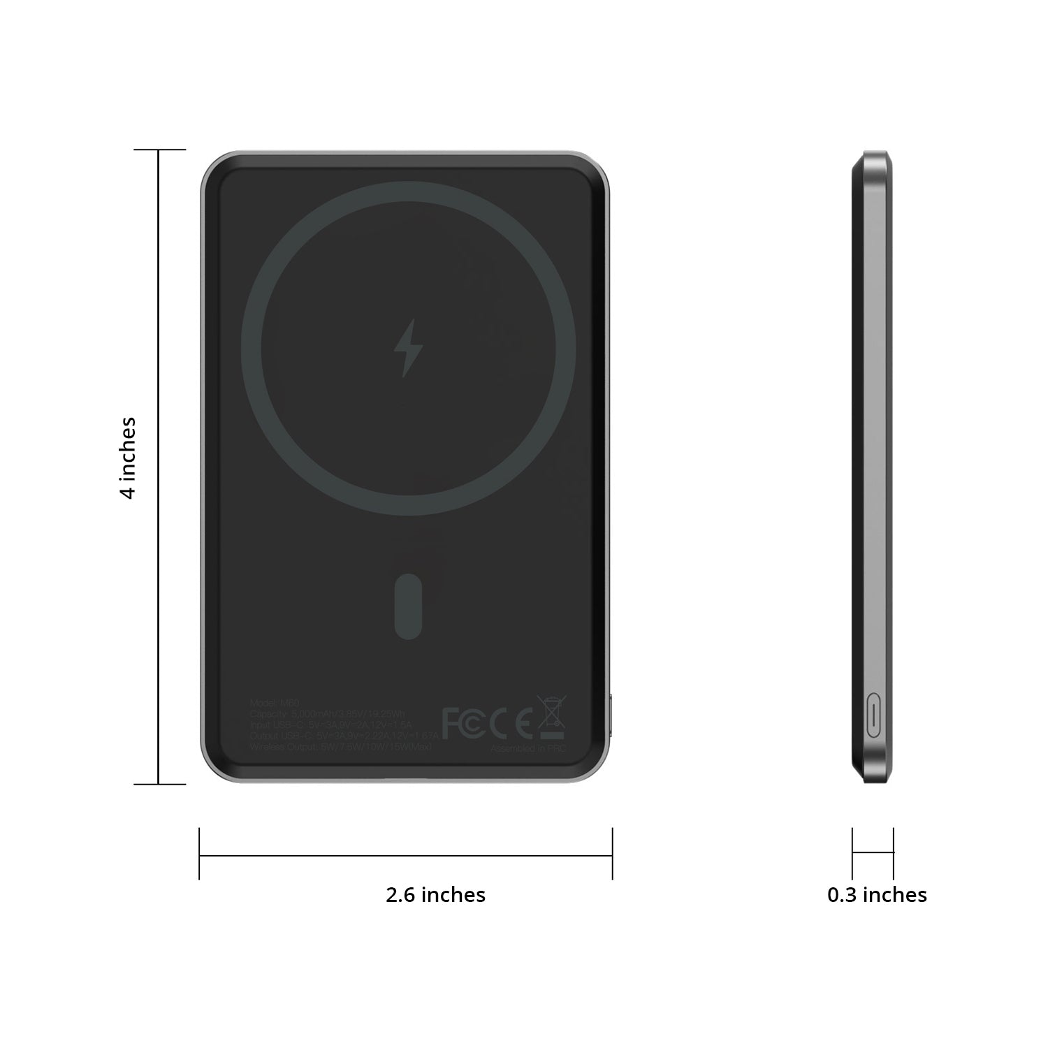 NineCarat Magnetic Power Bank (5K, Ultra Slim) Space Gray