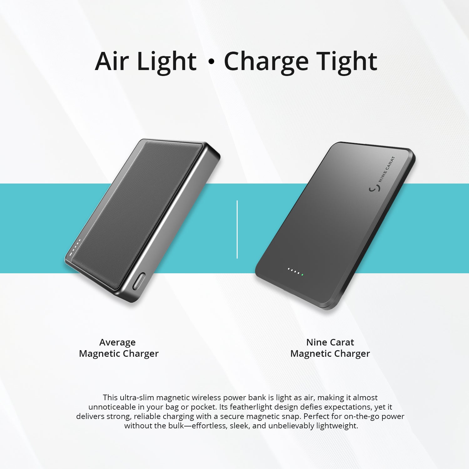 NineCarat Magnetic Power Bank (5K, Ultra Slim) Space Gray