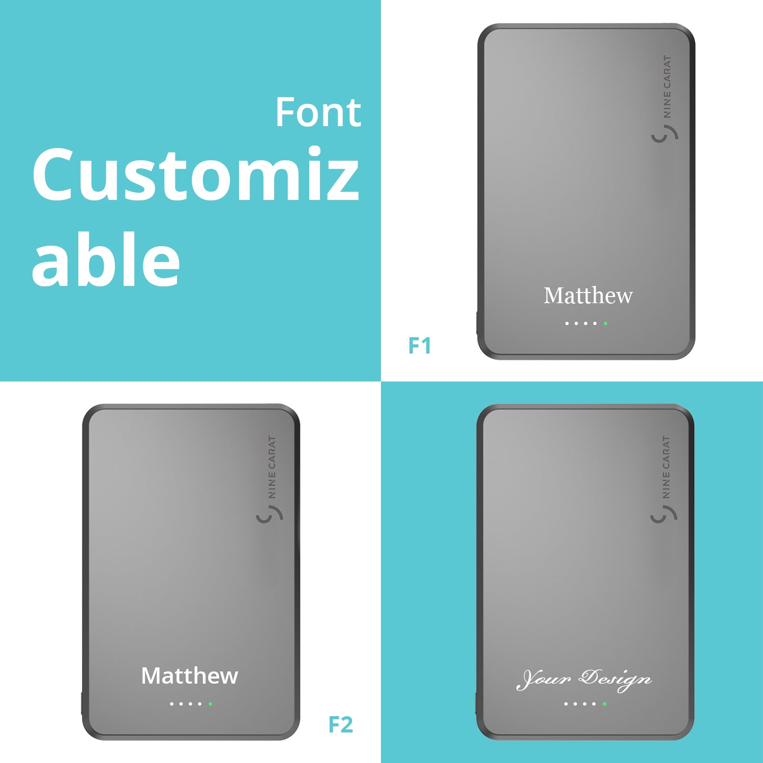 Customize - NineCarat Magnetic Power Bank (5K, Ultra Slim, Space Gray) M60