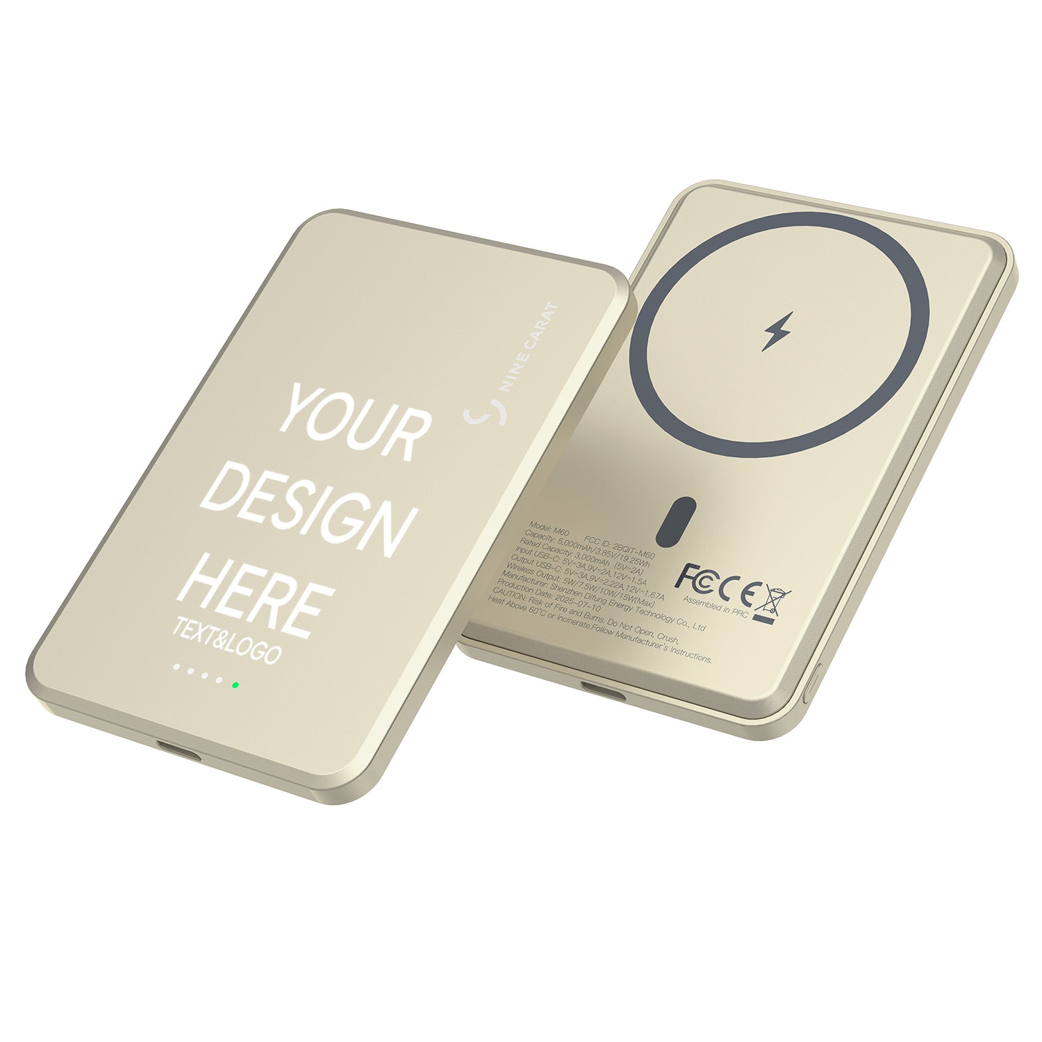 Customize - NineCarat Magnetic Power Bank (5K, Ultra Slim, Gray/Pink/Gold) M60