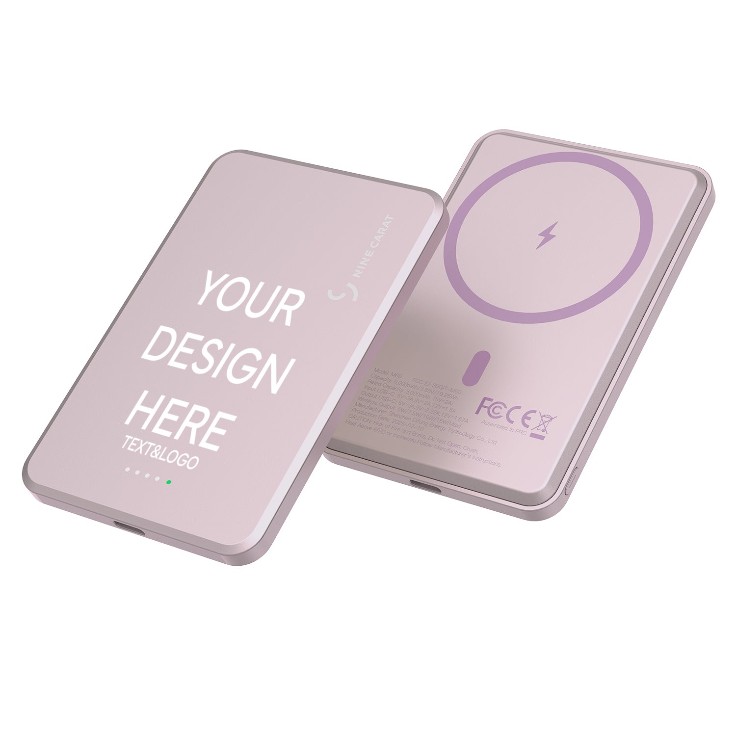 Customize - NineCarat Magnetic Power Bank (5K, Ultra Slim, Gray/Pink/Gold) M60