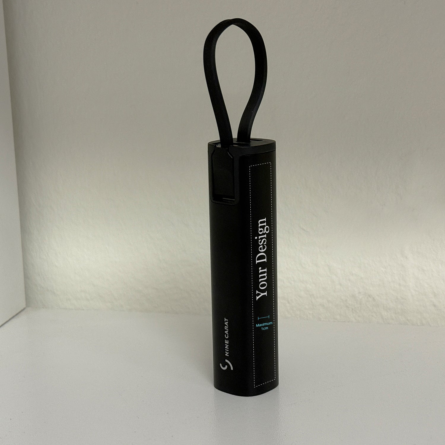 Customize_NineCarat Ultra Lightweight Power Bank (5K, Built-in Cable, Black)