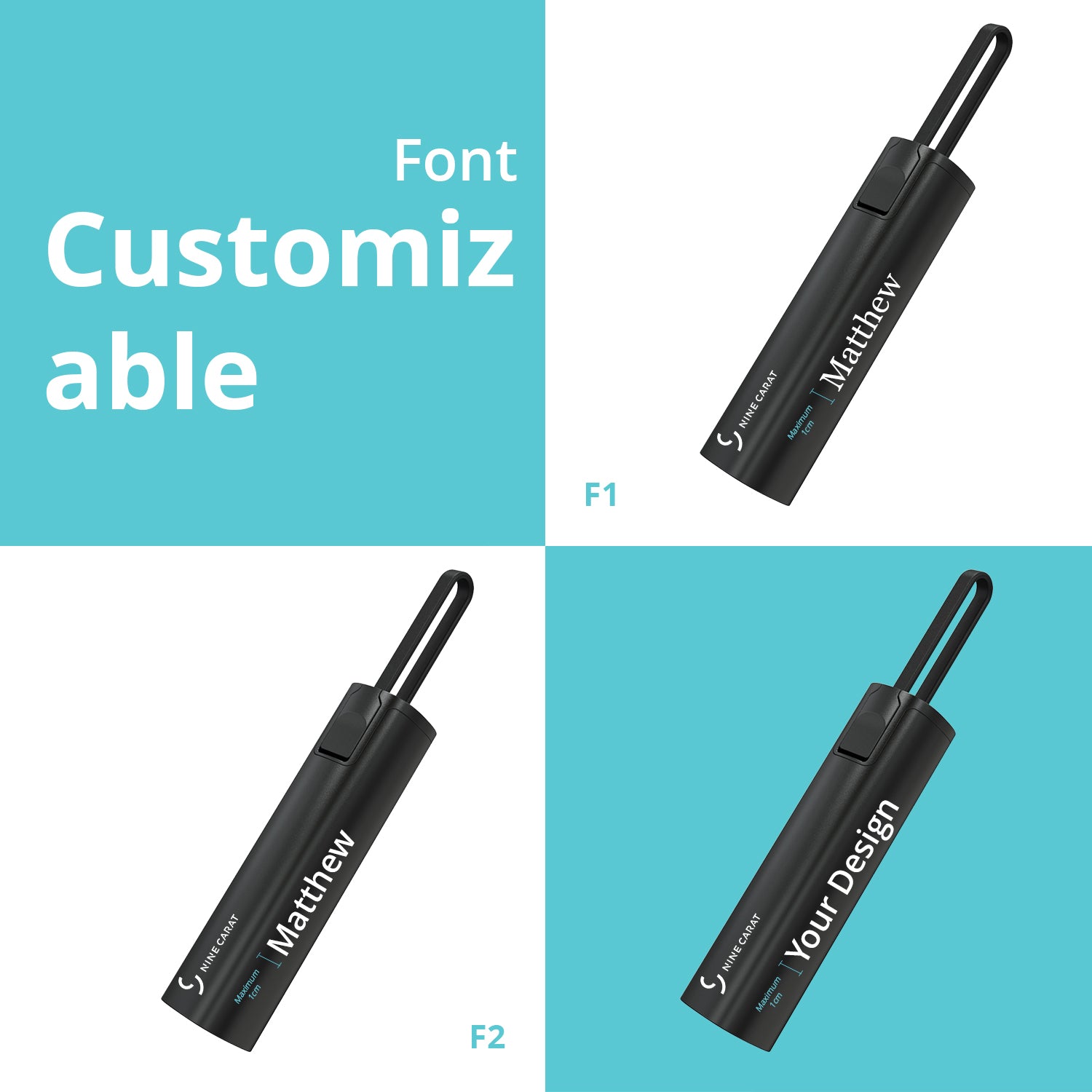 NineCarat Ultra Lightweight Power Bank (5K, Built-in Cable) Black