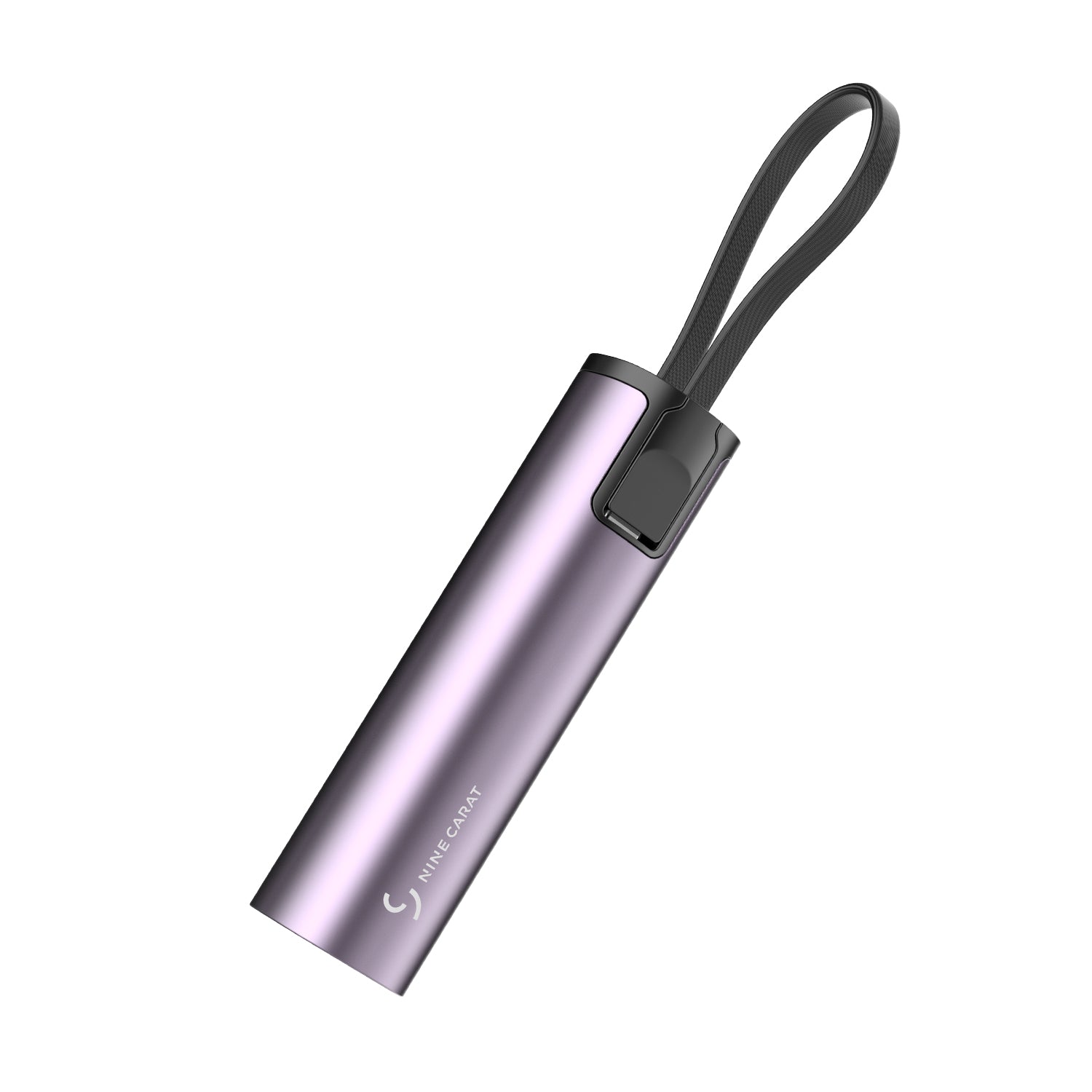 NineCarat Ultra Lightweight Power Bank (5K, Built-in Cable) Black, Purple