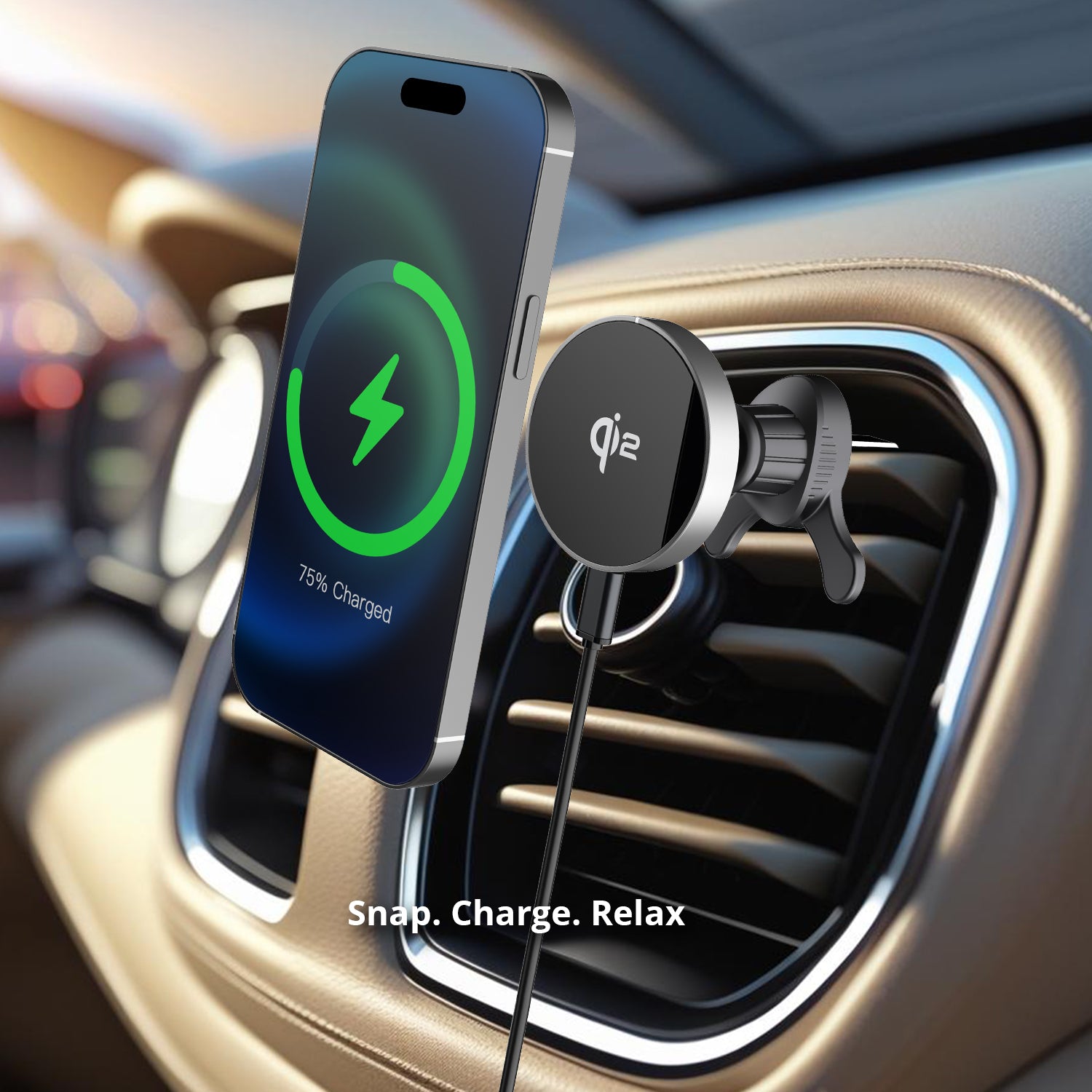 NineCarat Qi2 Magnetic Wireless Charging Car Mount