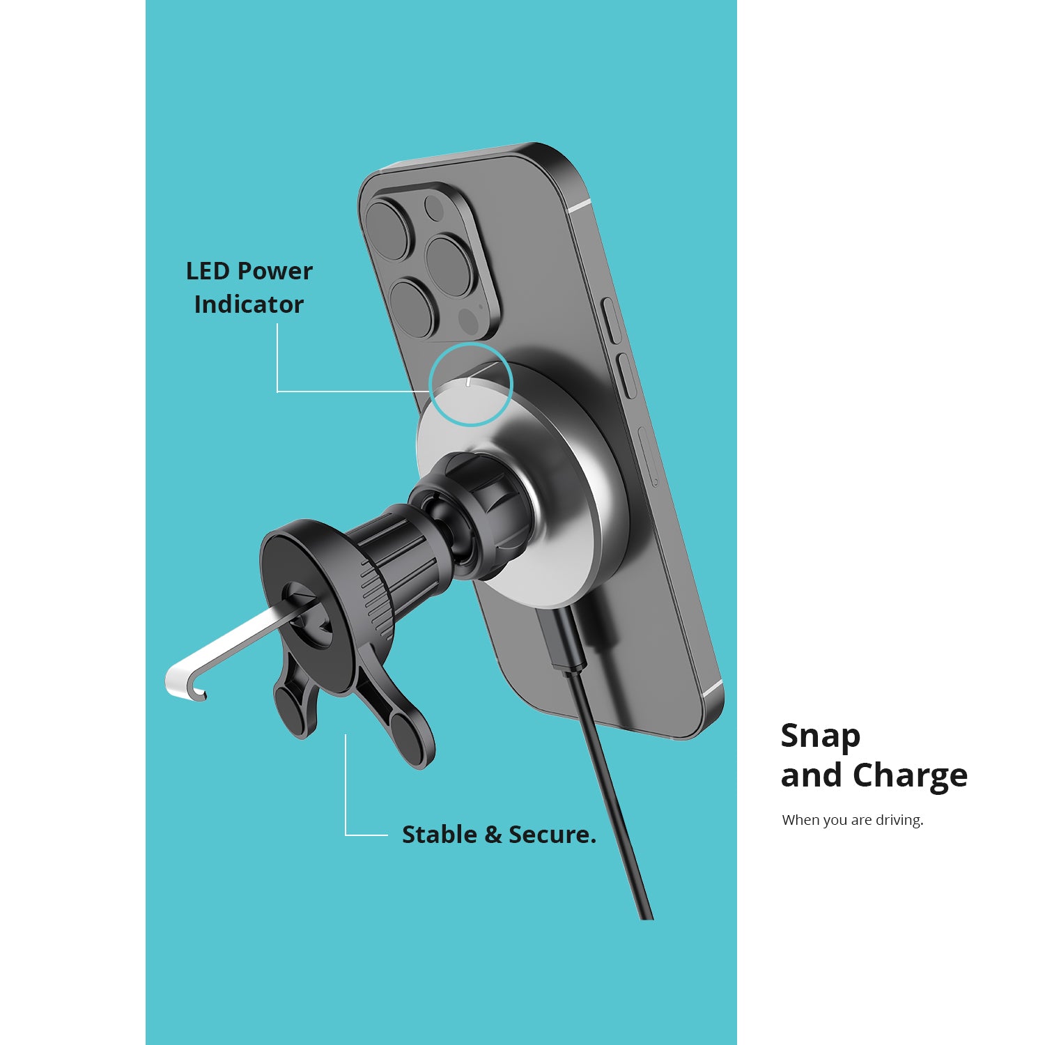 NineCarat Qi2 Magnetic Wireless Charging Car Mount